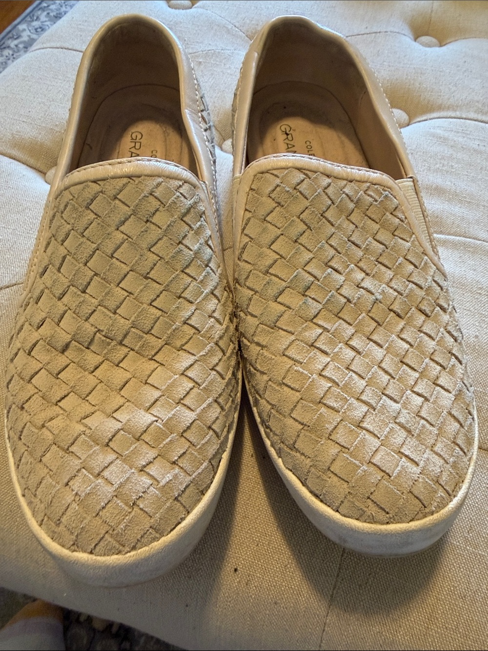 Cole Haan Beige Woven Slip-On Grand Pro Sneakers